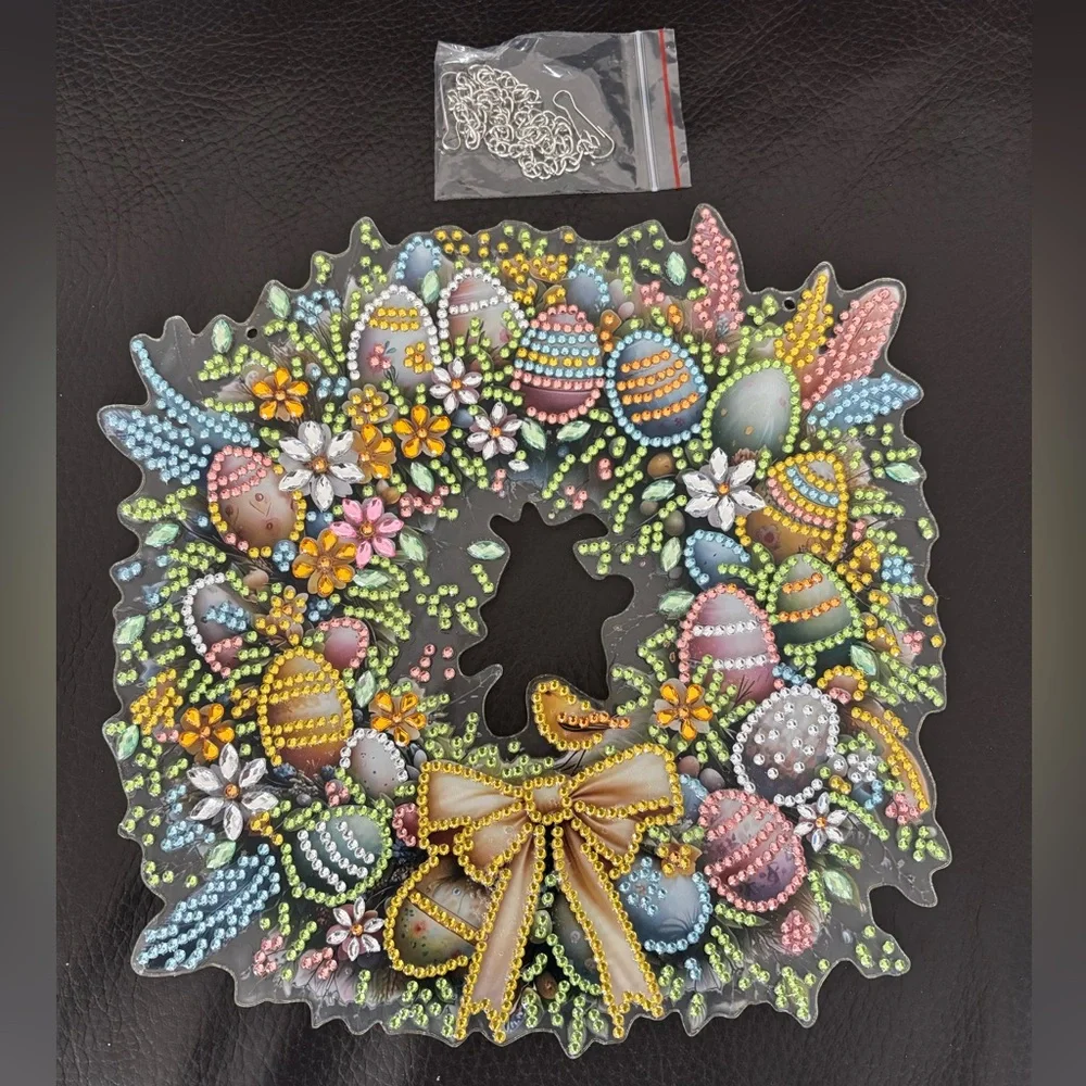Handcrafted Rhinestone Easter Wreath - Picture 2 of 5